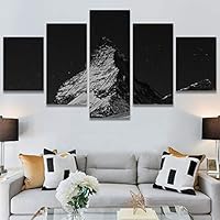 SIGNWIN 5 Panel Canvas Wall Art Monochromatic Mountains for Home Decorations Ready to Hang - 60