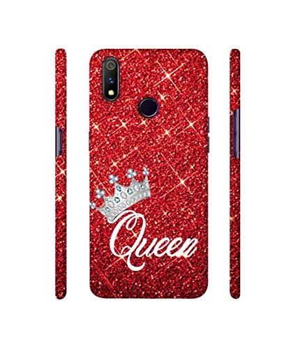 Image of Amazon Brand - Solimo Designer Queen On Red Glitter 3D Printed Hard Back Case Mobile Cover for Realme 3 Pro