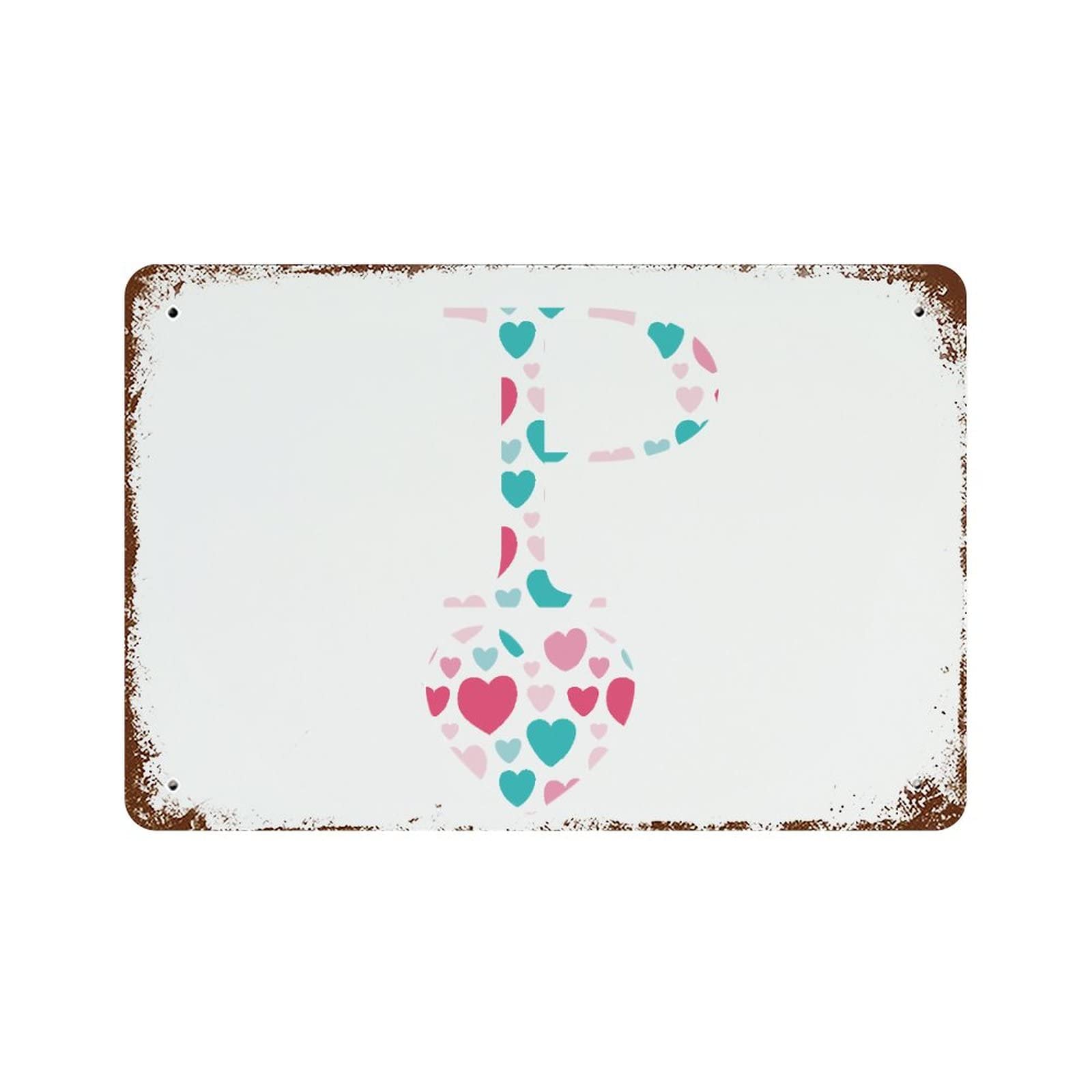Plaque en métal Saint-Valentin initiale P cœur, le symbole de votre union durable
