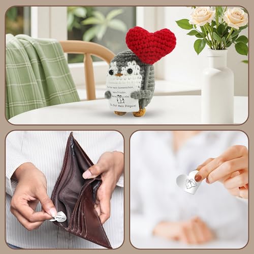 ZIENZENGYA Ich Liebe Dich Geschenke für Frauen, Jahrestag Geschenk für Sie Ihn, Partner Geschenke für Freundin, Valentinstagsgeschenk, Pinguin Pocket Hug, Hochzeitstag