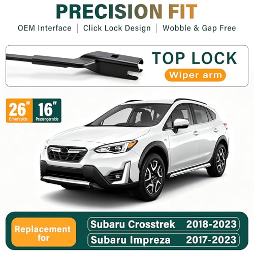 Image of Windshield Wiper Blades Replacement for Subaru Crosstrek 2018-2023, Impreza 2017-2023 Original Factory Quality Front Rear Wiper Blade Set - 26 inch 16 inch 12 inch (Set of 3)