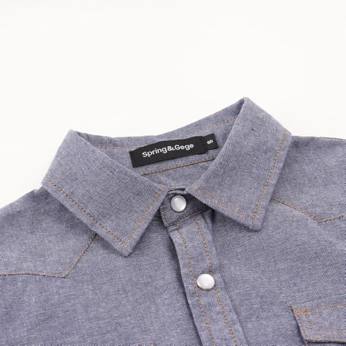 Image of Spring&Gege Boys' Long Sleeve Western Cowboys Pearl Snap Button Down Shirts (5-14 Years)