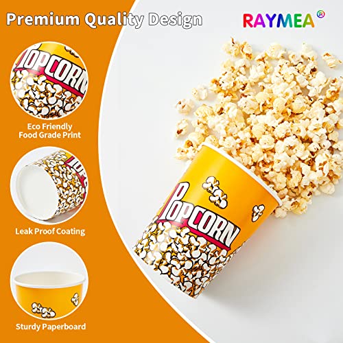 raymea popcorn buckets disposable 32oz retro style paper leak proof popcorn containers bowls for family movie night amp party - 10 pack