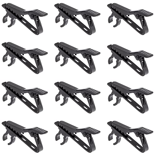 NTCL 12 Pcs Clip Solapa Micrófono Soporte Abrazadera Micrófono Metálico Clip Lavalier Pinza Ropa Cable Auriculares Entrevista Conferencias Clip Micrófono Reuniones Transmisión Vivo Vlog, Negro Cover