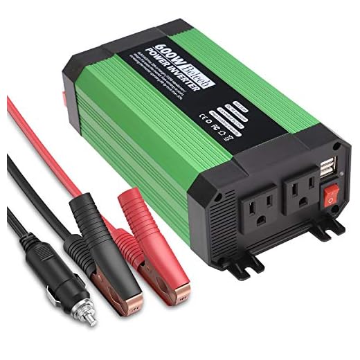 Beleeb 600W Power Inverter for Car DC 12V to 110V AC with 2 AC Outlets and Dual 2.1A USB Charging Port for Laptop Camera Smartphone