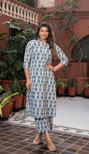 Fabnex Kurta Set For Women | Women Kurta Set With Dupatta | Women Kurta Sets Kurtis | Women Kurta Pant Set (K-42-Blue-M)