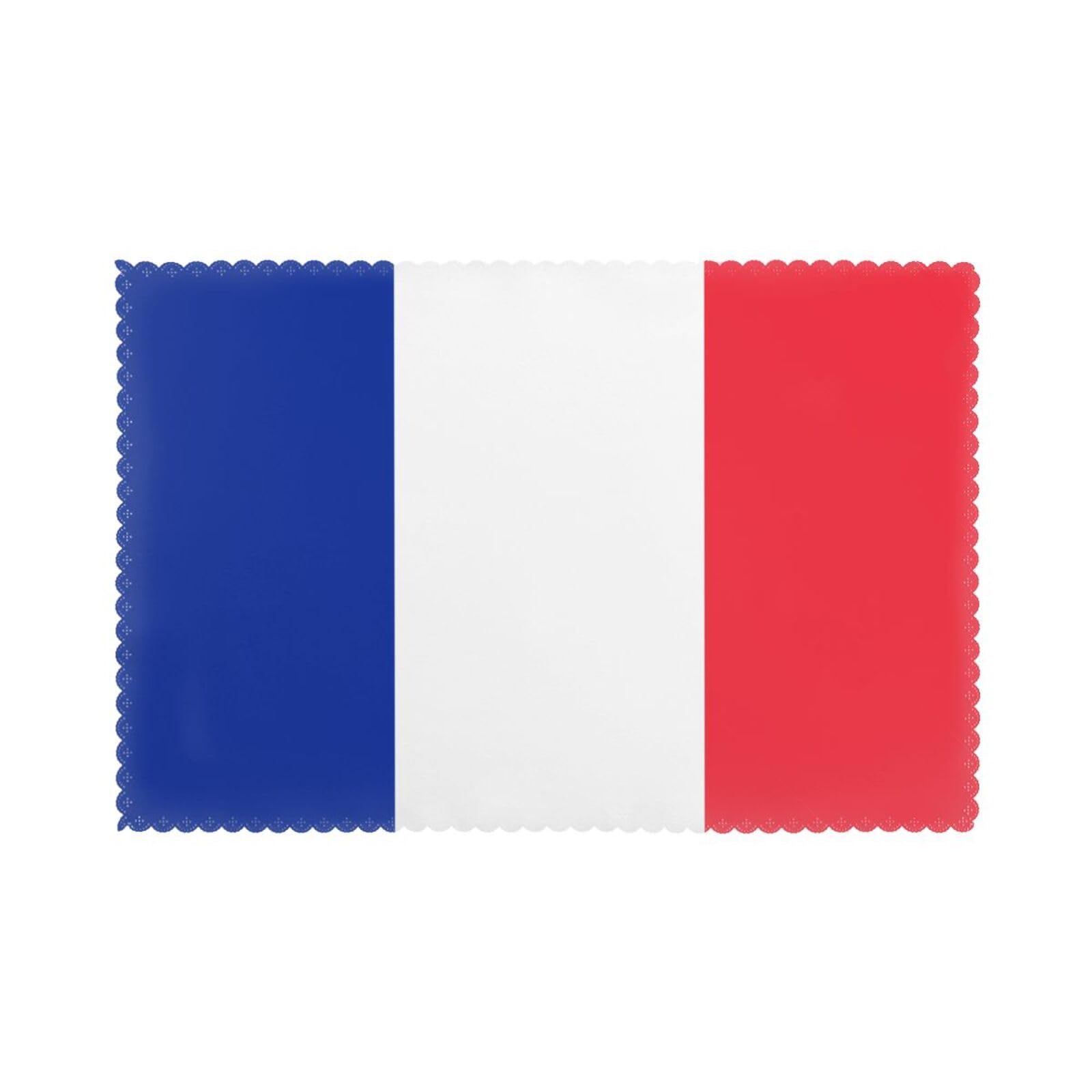 French flag Placemat set of 6, oil-proof and insulated dining table placemats, washable and wipeable.