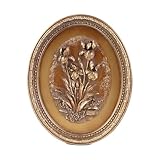 Kangce Vintage Wall Sculptures,Vintage Wall Decor,Antique Wall Art with Hand-Carved Iris Pattern,Ornate Victorian Home Decor,for Living Room, Bedroom,Hallway Gallery,Oval,Bronze