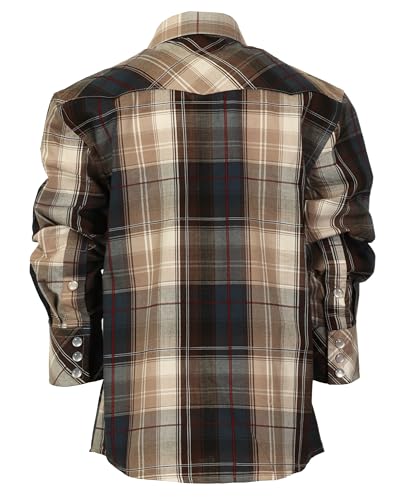 Image of Gioberti Boys Casual Western Plaid Long Sleeve Pearl Snaps Shirt