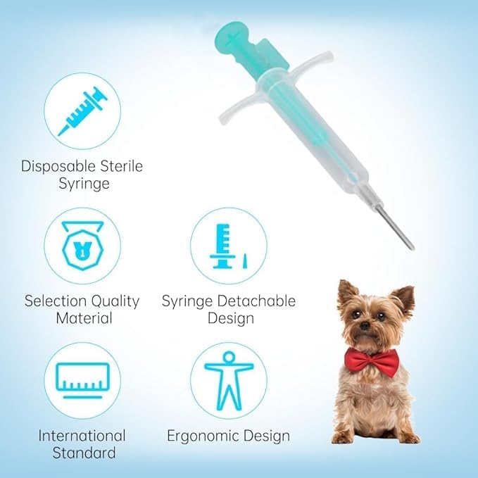 Haustier ID Microchip, tragbare leichte Haustier Microchip Implant Kit für Katzen Hunde Kaninchen Kuh Schwein Mikrochip Implantat Kit für die Verwaltung und Verfolgung von Tieren(1.4x8mm)