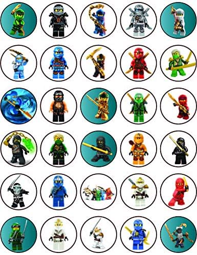 30 x Cupcake Toppers – Ninj Kids Party Collection of Edible Cake Decorations