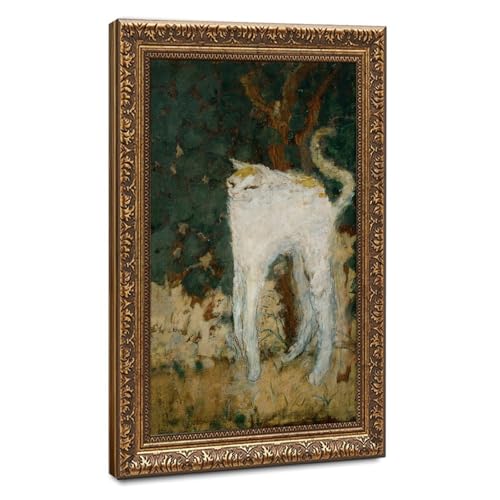Impression sur toile du chat blanc de Pierre Bonnard avec cadre à suspendre 61x91 cm