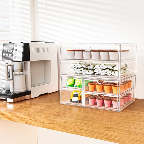 Image of ARSTPEOE Acrylic Organizer with 6 Drawers, Bathroom Counter Organizer, Makeup Desk Organizers, Office Supplies, Storage Drawers for Cosmetic, Pencil, Coffee