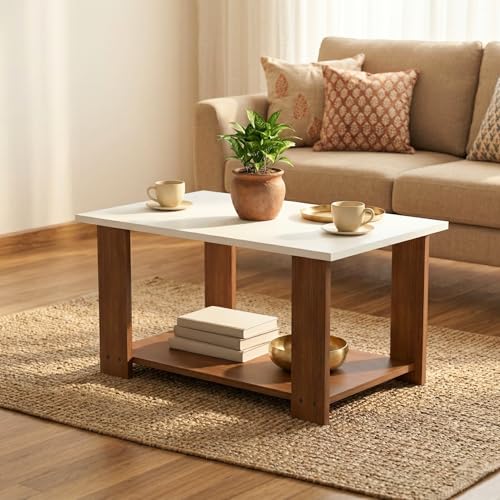 Image of DFC Element Alley Coffee Table Dual Tone Engineered Wooden Center Table for Living Room Modern Tea Table Spacious Top Sturdy Durable 1-Year Warranty 31.5x19.7x16.5 Inch