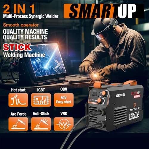 Image of AS M200-31 MMA Welding Machine | 200A | Built-in Hot Start & Anti-Stick | ARC Force Adjustable | VRD | 60% Duty Cycle | 7M Electrode Cable & 3M Earth Cable | 6 Months Warranty
