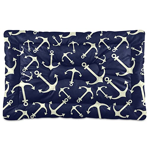 Emelivor Marine Nautical Dog Cat Bed Washable Crate Pet Bed Anti-Slip Rectangle Comfortable Kennel...