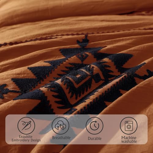 Image of MaiReve Embroidery Super King Comforter Set 7 Pieces Western Bed in a Bag