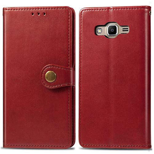 SATURCASE Coque pour Samsung Galaxy Grand Prime, Premium PU Cuir Rond Magnétique Flip Portefeuille Support Porte-Carte Housse Étui avec Dragonne pour Samsung Galaxy...