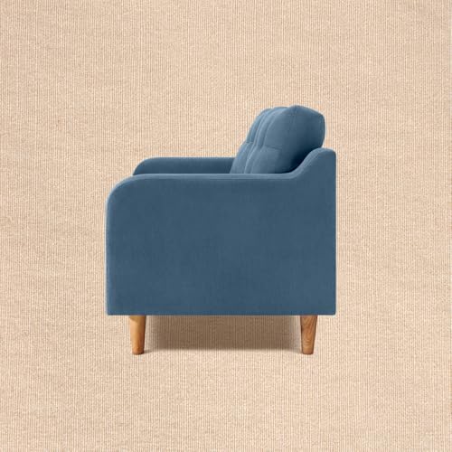 Image of Duroflex Ease Plus - 2 Seater Sofa Set for Living Room | 3 Year Warranty | Premium Wooden Frame Sofa | Anti-Pilling Fabric, Fade & Termite Resistant | Comfortable & Durable Couch - Moonlight Blue