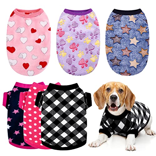 Pedgot 6 Pieces Dog Clothes Dog Fleece Sweaters Winter Warm Puppy Clothes Polar Fleece Dog Outfits Pet Shirt For Cute Dog Cat Pet Supplies (Large, 6 Designs) #TOP9