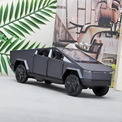 Image of PLUSPOINT Diecast Cybertruck Model Car 1 /36 Toys With Lights Die Cast Cyber Cars Pull Back Metal Model Toy Trucks And Pickup Truck Toys For Kids And Cyber Truck Enthusiasts, Black