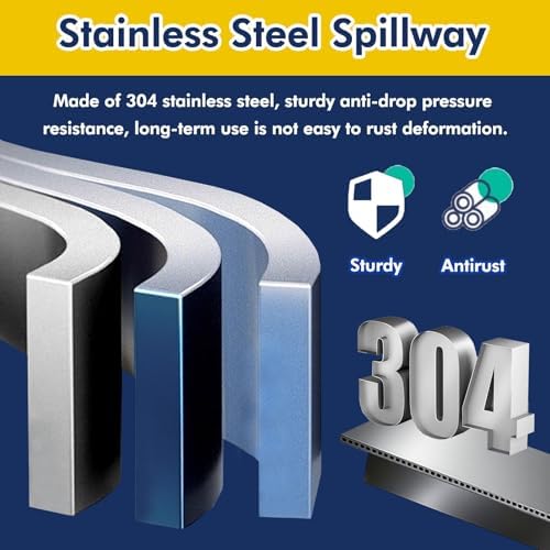 304 Stainless Steel Pool Waterfall Fountain - Flush Mount Spill Box for Inground Pools, Pond Spillway Overflow, Outdoor Decor for Backyard, Aquarium & Garden (65inch)