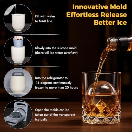 Moldes de hielo esféricos grandes de silicona 2.52'' miniatura 4