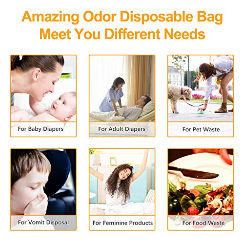 Image of Odor Sealing 220 Count Disposable Bags for Pet Waste, Diapers, Ostomy bags or Sanitary Product Leak Proof Odor Blocking Bags Dog Poop Waste Bags Durable and Unscented (White, S-220)