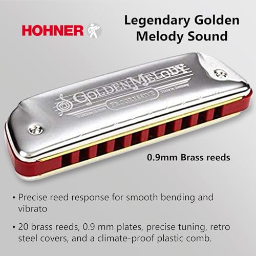Hohner Golden Melody Harmonica – Key of C Bundle with Zip Case, Instructional Manual, and Austin Bazaar Polishing Cloth - Les Beatles, Paul McCartney, John Lennon, RIngo Starr, George Harrison Hohner Golden Melody Harmonica - Key of C Bundle with Zip Case, Instructional Manual, and Austin Bazaar Polishing Cloth – Image 6