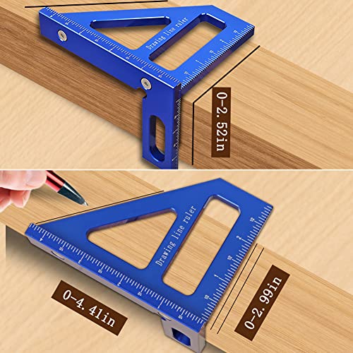 KETIPED Imperial 3D Multi-Angle Measuring Ruler,45/90 Degree Aluminum Alloy Woodworking Square Protractor, Miter Triangle Ruler High Precision Layout Measuring Tool for Engineer Carpenter,003B - Image 5