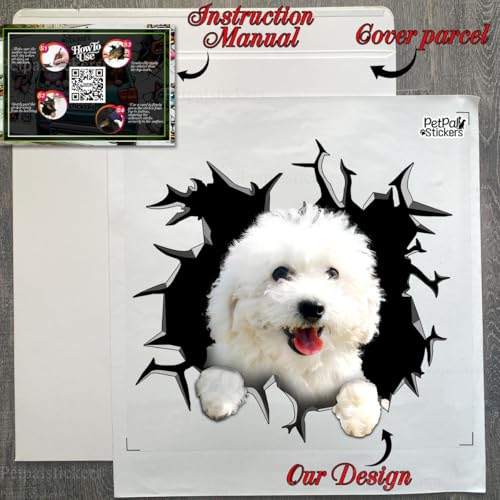 Image of Cute Dog Stickers for Car Window Decals Waterproof Funny Sticker (Bichon Frise Sticker)