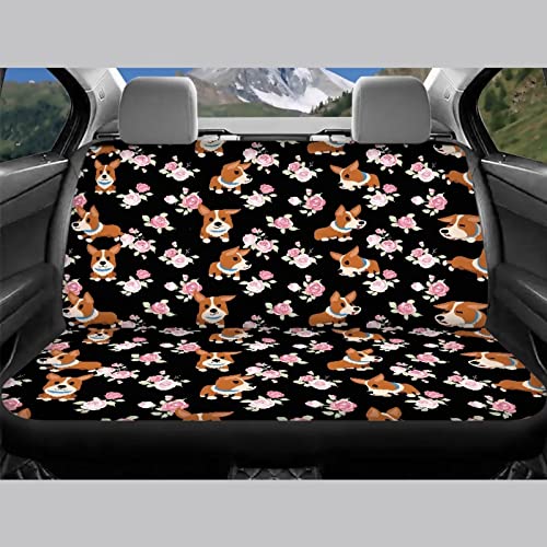 Image of Modysero Cartoon Corgi Rose Print Car Seat Cover Full Set Novelty Soft Elastic All Season Automotive Seat Cover for Women Universal Auto Seat Cover Accessories Fit Most Cars Vehicles