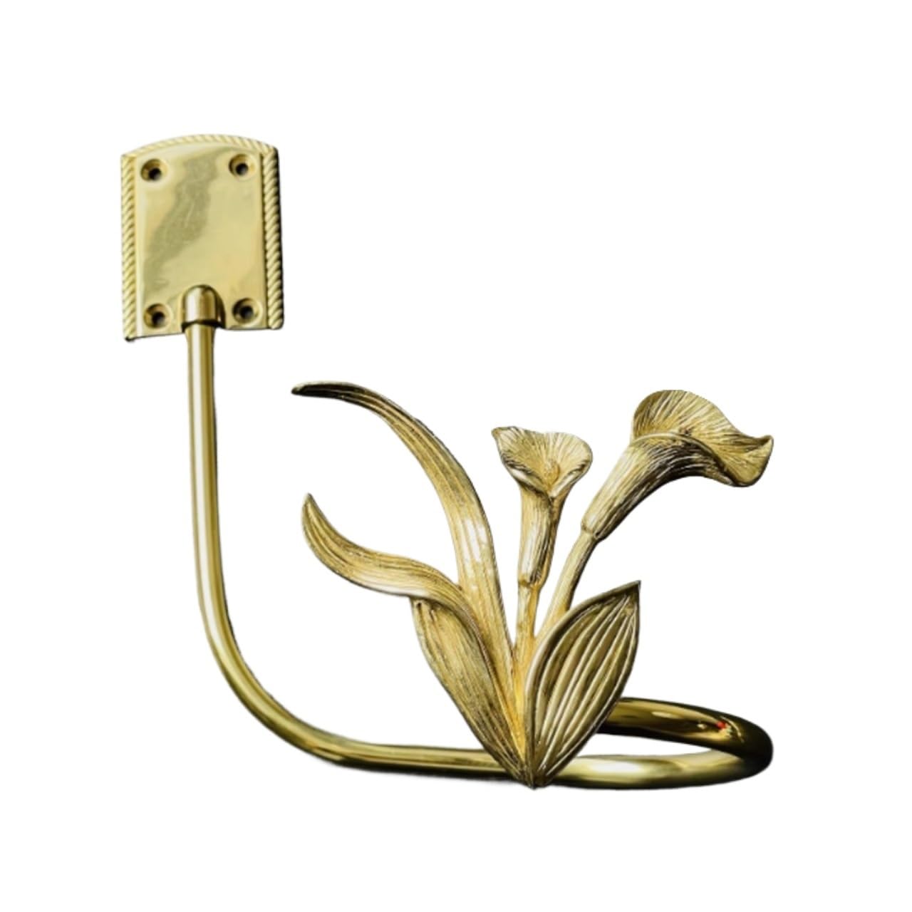 Brass Curtain Tieback Hook Golden Curtain Hooks Full Copper Angel Buckles Holdbacks Wall Mounted Decor Hangers(ORCHID-LEFT)