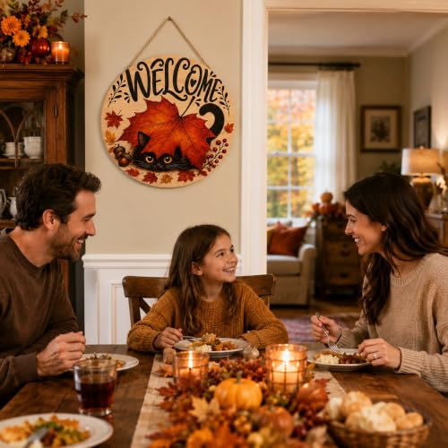 Image of Fall Decor - Autumn Welcome Sign for Front Door | Thanksgiving Decorations