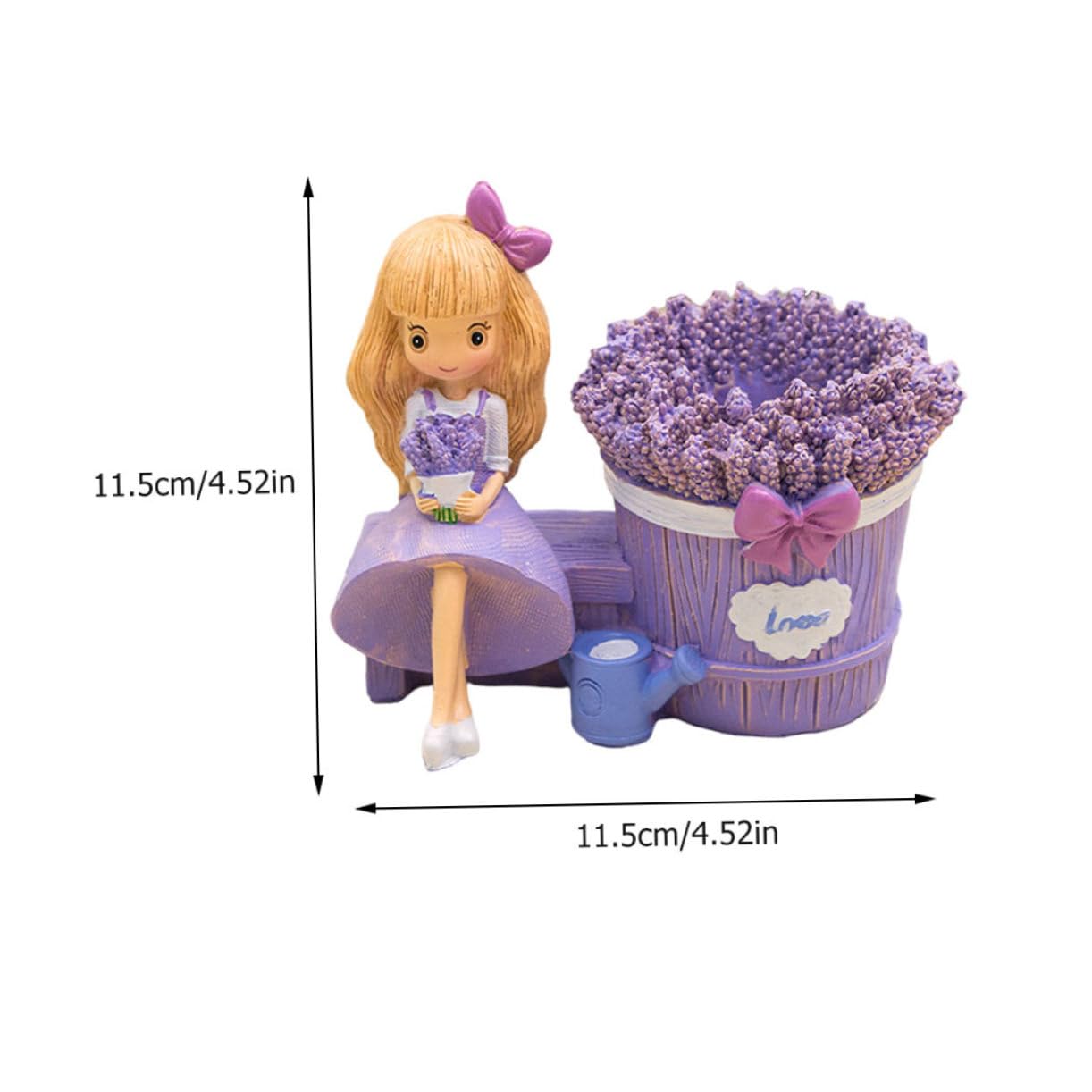 2 piezas Porta Lápices de Resina Multifuncional con Diseño de Niña de Lavanda Contenedor Decorativo para Escritorio Organizador Creativo para Bolígrafo y Almacenamiento de Útiles