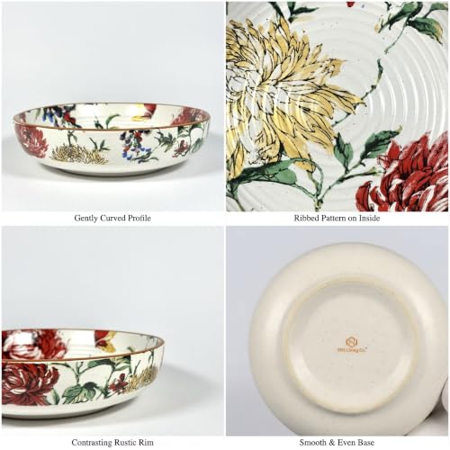 Image of SNS Guldaudi Canvas Ceramic Serving Bowl | Premium Salad & Snacks Bowl | Semi-Matt Floral Dinnerware for Oats Pasta Fruits & Desserts | Tableware for Gifting (Kitchenware Bowl, 1 Piece)