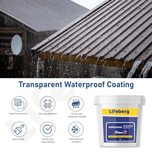 Image of 1Kg /1L Transparent Waterproof Glue with Brush Transparent Resin Epoxy for Roof Leakage Crack Seal Agent Roof Water Leakage Solution Water Proof Glue for Waterproofing