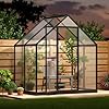 6x4ft greenhouse for outdoor greenhouse kit with uv resistant pc panels reinforced aluminum frame endure strong wind heavy snow large walk in green house for outside garden backyard  urban country home decor