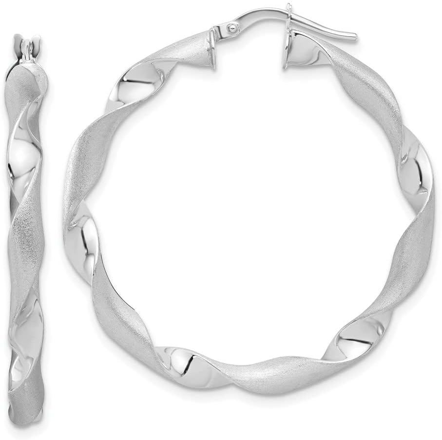 Diamond2Deal 14k Gold Polished and Brushed Twisted Hoop Earrings Fine Jewelry for Women