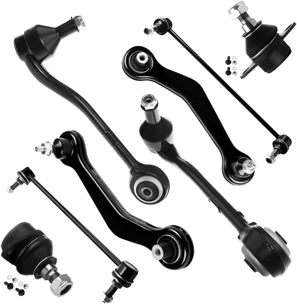 SCITOO 8pcs Suspension Kit Front Lower Control Arm Ball Joint Rear Upper Control Arm Stabilizer Sway Bar Link Fit 2000-2006 For BMW X5 3.0i