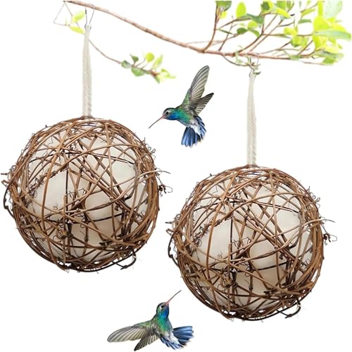 2PCS Handmade Birdhouse Materials, 2025 New Bird Nesting Ball Material for Wild Birds, Hummingbird Nesting Humming Bird House Material Gifts for Bird Watching Nature Lovers, 2Pcs 3.15in