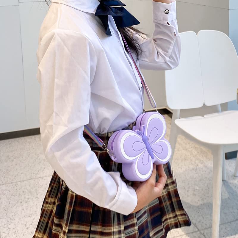 RYUHYF Donut purse handbag coin purse silicone bag designed for small fashionables (Purple Butterfly)