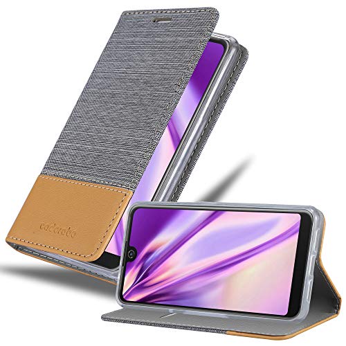 Cadorabo Custodia Libro per WIKO VIEW 2 PRO in GRIGIO CHIARO MARRONE - con Vani di Carte, Funzione Stand e Chiusura Magnetica - Portafoglio Cover Case Wallet Book Etui Protezione