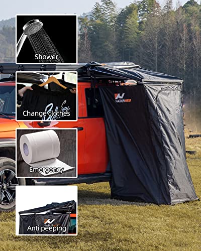Bamacar Naturnest Shower Tent With Roof And Floor Mat, Overland Shower Awning, Bathroom Tent For Suv Car Camping Shower Tent, Portable Shower Tent Toilet Camping Privacy Shelters, Car Side Shower Room #TOP4