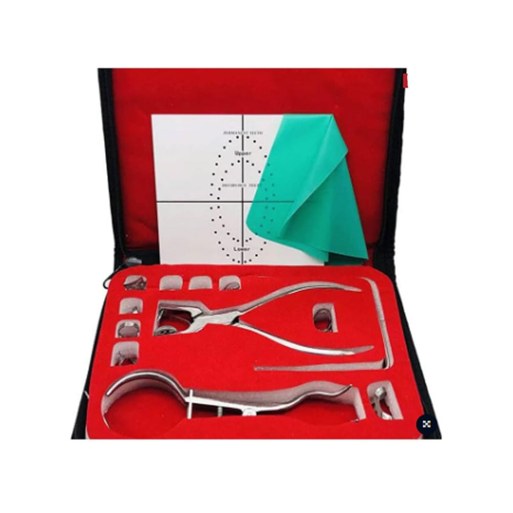 Kofferdam-Set, Zahnmedizinisches Kofferdam-Set, mit Mehreren Klemmen, Locherzange, Rahmen und Lederetui, für zahnärztliches Training