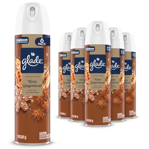 Glade Soft Mist Odor Fighting Aerosol Air Freshener, Cozy Gingerbread, 7.3oz, 6 count - image 1