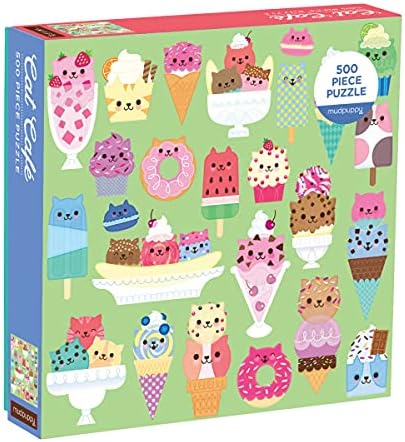 Mudpuppy Cat Cafe 500 Piece Jigsaw Puzzle for Families and Adults, Colorful Cat Puzzle with Illustrations of Cats and Desserts, Multicolor (0735355851)