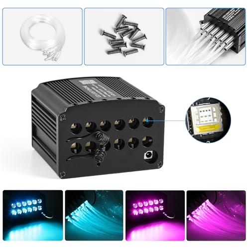 Image of Car Starlight Headliner Kit, 4 Colors 32W Twinkle & Meteor Fiber Optic Ceiling Lights, 2 in 1 Light Engine 900pcs*0.03in*13.1ft+240 RGBW Shooting Stars Lights for Car Roof Decor