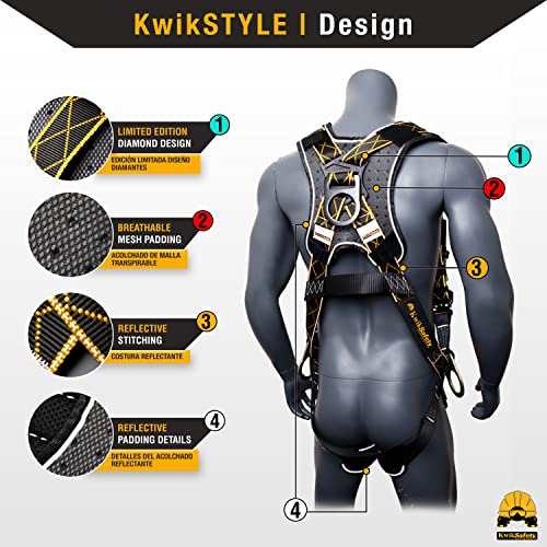 Image of KwikSafety - Fall Protection Safety Harness - Construction & Roofing Fall Arrest Safety Harnesses - ANSI OSHA Compliant