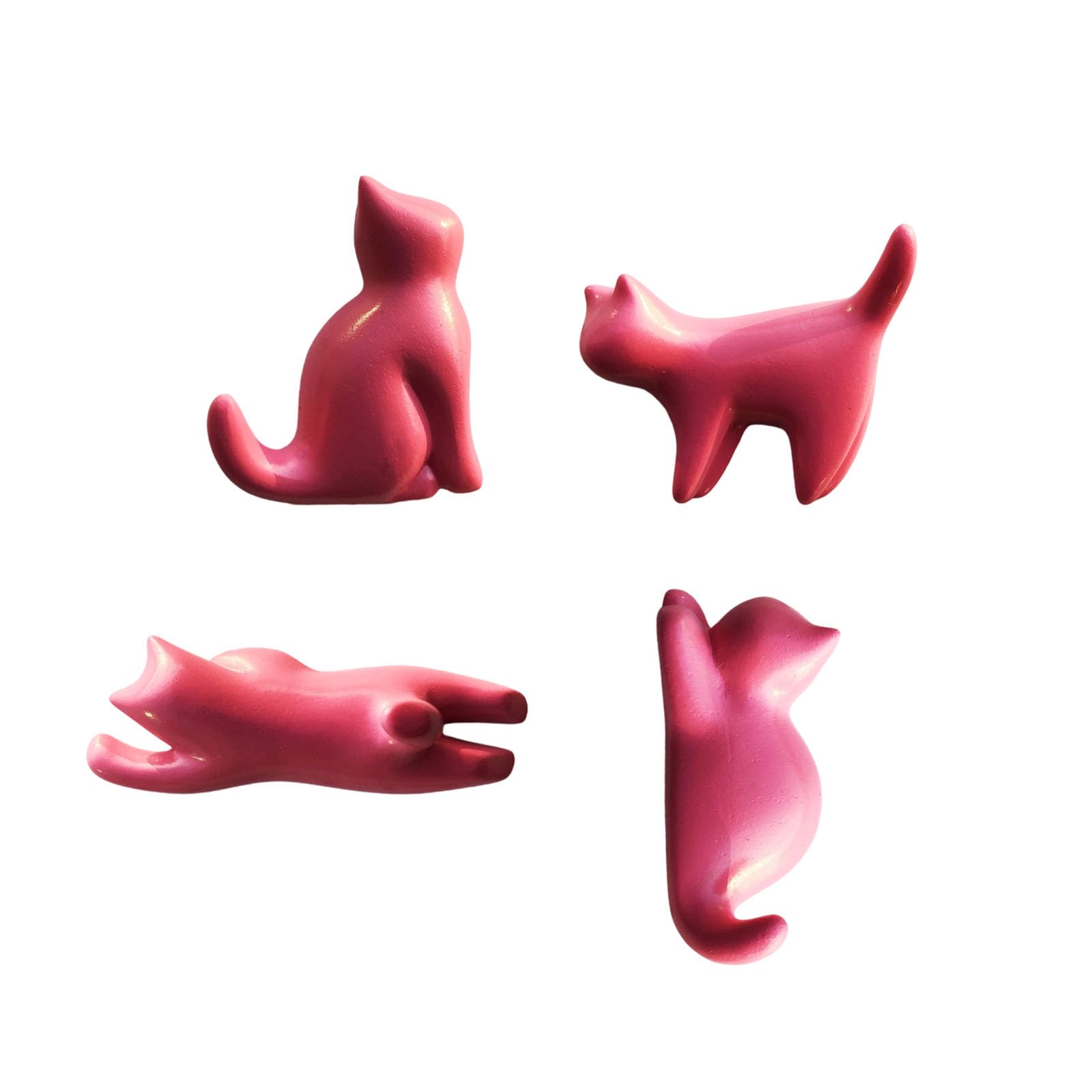 Dwuent Women's Pink Fridge Magnet, Cat Fridge Magnets, Cute Fridge Magnets Set - 4-7Cm 3D Resin Cat Decor (Pouncing, Sitting, Standing, Lying) For Kitchen, Office, Whiteboard, Home
